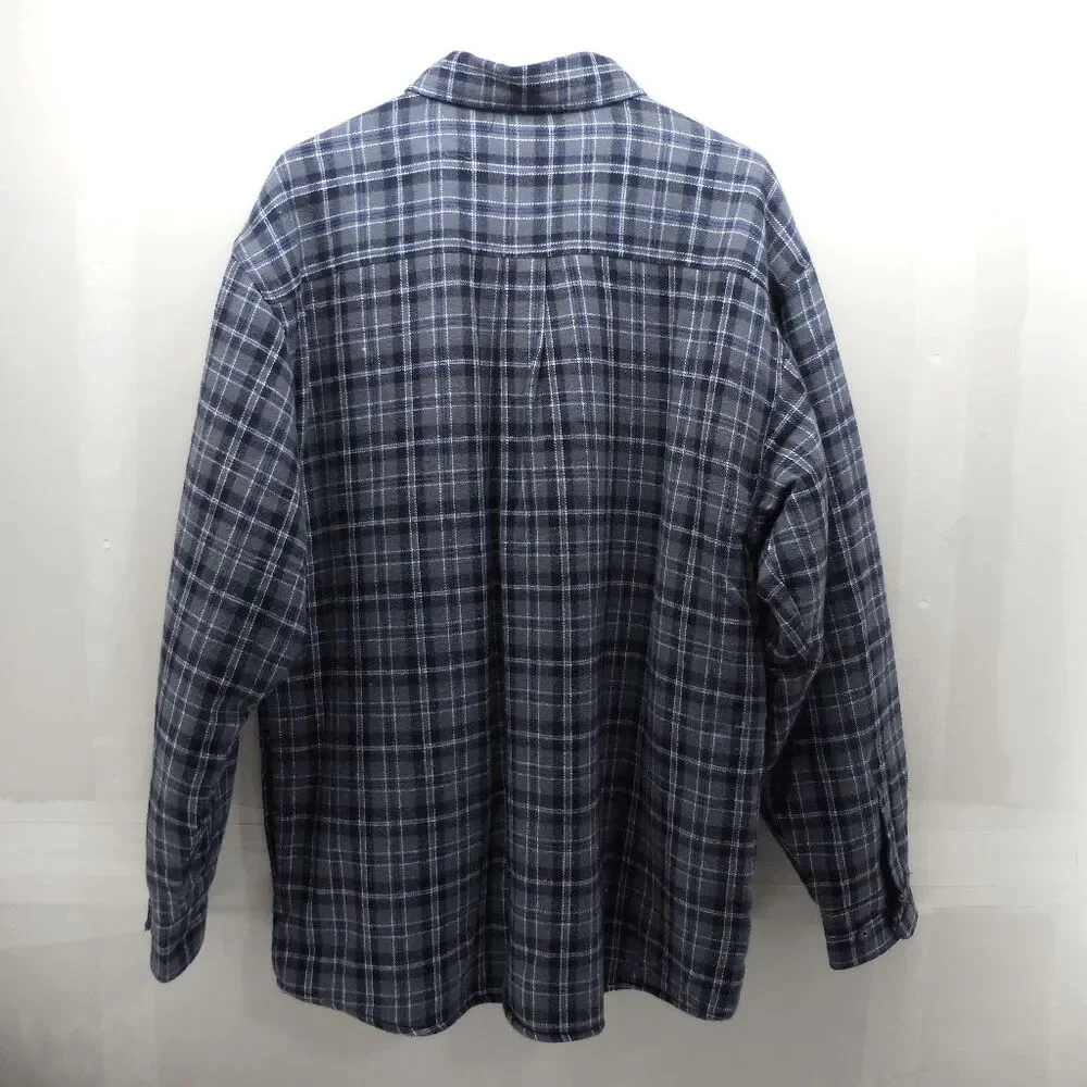 NEW Levi's Mens L Gray Blue Plaid Jacket Sherpa Lined Shacket Button Chore Coat - Picture 3 of 8